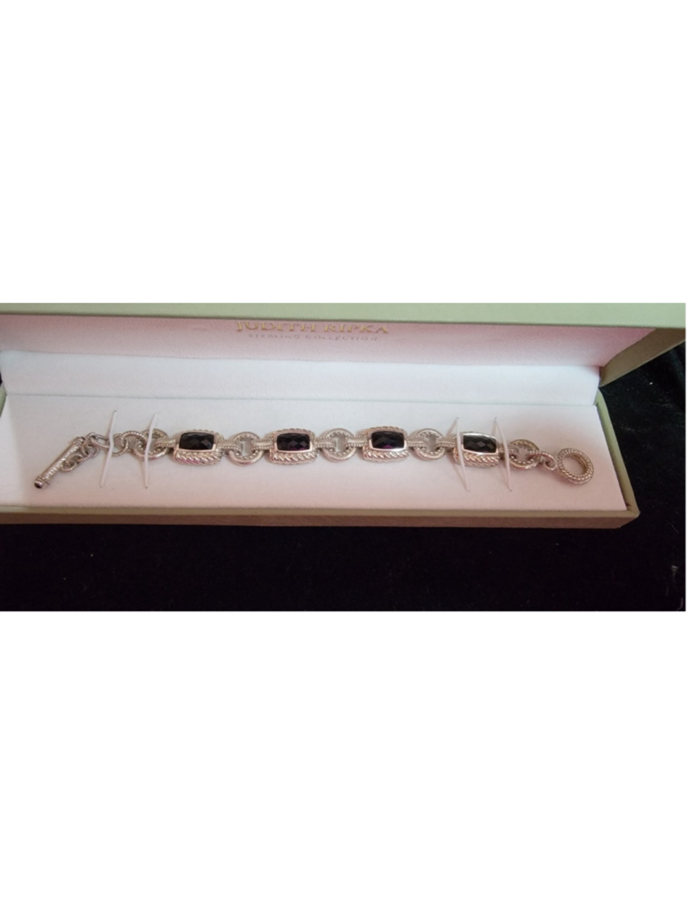 JUDITH RIPKA Sterling Silver Onyx Toggle Bracelet 63